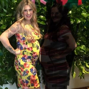 Pink blush yellow maternity dress